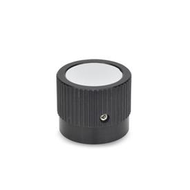 GN 726.1 Control Knobs, Aluminum, Black Anodized Type: B - Neutral, without indicator point or scale<br />Identification no.: 1 - With grub screw