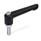 GN 300.2 Maniglie a ripresa, lega di zinco pressofusa, inserto filettato acciaio zincato, con filettatura esterna Colore: SW - nero, RAL 9005, finitura testurizzata