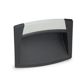 GN 733 Gripping Trays, Screw-In Type, Plastic Type: O - Without closing flap<br />Color of the cover: DGR - Gray, RAL 7035, matte finish