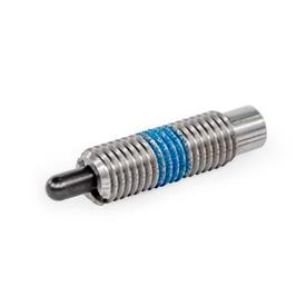 GN 611 Spring Plungers, Long Version Type: LSN - Stainless steel, high spring load