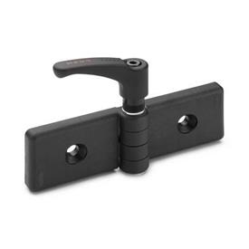 GN 159 Hinges for Profile Systems, Plastic Color: SW - Black, matte finish<br />Identification&#160;no.: 2 - With safety hand levers