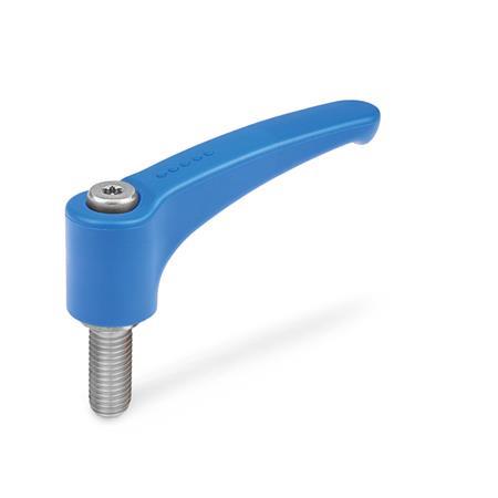 GN 604.1 Adjustable Hand Levers, Detectable, FDA Compliant Plastic, Threaded Stud Stainless Steel Material / Finish: VDB - Visually detectable