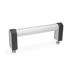 GN 669 Tubular Handles, Aluminum Type: B - Mounting from the operator's side<br />Finish: EL - Anodized, natural color