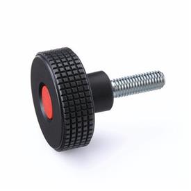GN 534 Knurled Screws, Plastic, Cover Cap Colored Color cover cap: DRT - Red, RAL 3000, matte finish