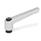 GN 300 Adjustable Hand Levers, Zinc Die Casting, Insert Steel Blackened, with internal thread / Reamed Hole Color: SR - Silver, RAL 9006, textured finish