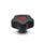 GN 5337.6 Boutons étoile, plastique, douille filetée, Softline, avec capuchons de couleur Couleur du capuchon: DRT - rouge, RAL 3000, finition mat