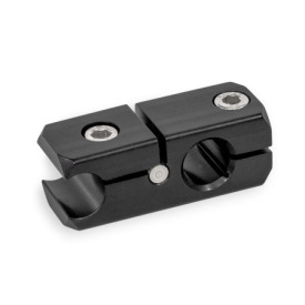 GN 474.2 Rail Mounting Clamps, Aluminum, Splittable, with Cross/Parallel Bore Finish: ELS - Anodized, black<br />Type: P - With parallel bore