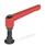 GN 306 Verstellbare Klemmhebel, Zink-Druckguss, Einsatz Stahl, mit Außengewinde, mit Sonderzapfen Farbe: RS - rot, RAL 3000, strukturmatt
Form: KD - Kugelzapfen mit Druckstück