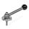 GN 918.7 Clamping Bolts, Stainless Steel, Downward Clamping, Screw from the Operator's Side Type: KVS - With ball lever, angular (serration)
Clamping direction: L - By anti-clockwise rotation