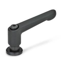 GN 307 Manettes indexables, zinc moulé sous pression, insert acier, avec filetage femelle, avec disques de positionnement Couleur: SW - Noir, RAL 9005, finition texturée
