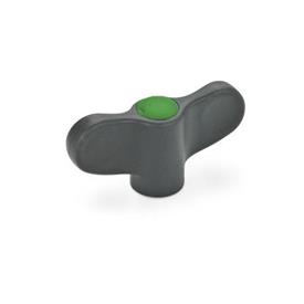 GN 634.1 Wing Nuts with Stainless Steel Bushing Color of the cover cap: DGN - Green, RAL 6017, matte finish