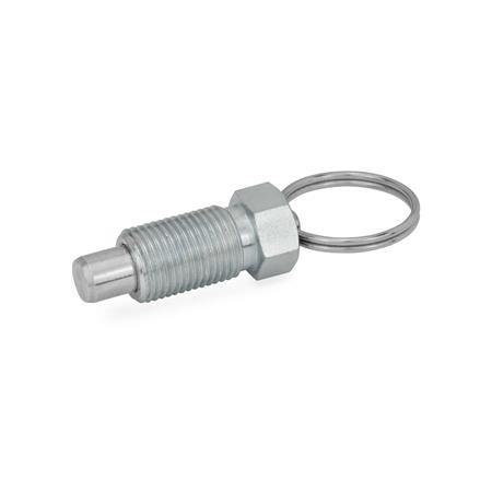 GN 717 Indexing Plungers, Steel, with Lifting Ring / with Wire Loop, without Rest Position Type: A - With pull ring, without locknut