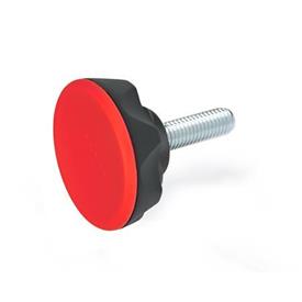 GN 636.4 Boutons étoile avec goujon fileté, plastique Couleur: DRT - Rouge, RAL 3000, finition mat