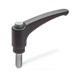 GN 603.1 Adjustable Hand Levers with Releasing Button, Plastic, Threaded Stud Stainless Steel Color (Releasing button): DGR - Gray, RAL 7035, shiny