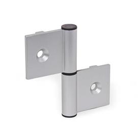 GN 2292 Hinges, Detachable, for Aluminum Profiles, with Guide Step Type: I - Interior hinge leafs<br />Identification no.: C - With countersunk holes<br />l<sub>2</sub>: 82