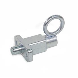 GN 722.5 Indexing Plungers, Steel, with Flange for Surface Mounting, with Rest Position Type: C - With pull ring, with rest position<br />Finish: ZB - Zinc plated, blue passivated