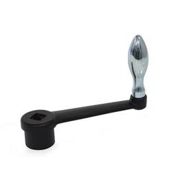 DIN 469 Cranked Handles, Cast Iron Bohrungskennzeichen: V - With square<br />Type: F - With fixed handle