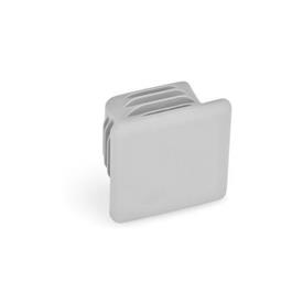 GN 991 Tube End Plugs, Plastic, Round or Square d / s: V - Square<br />Color: GR - Gray, RAL 7042, matte finish