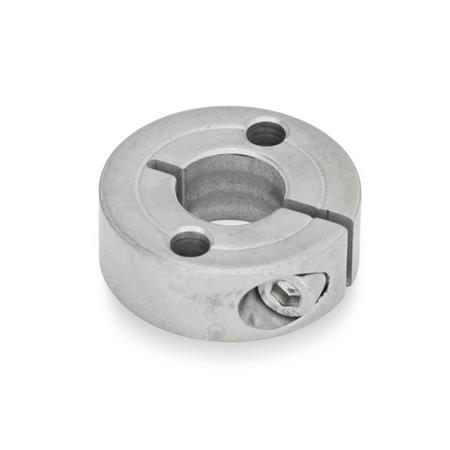 GN 7062.2 Semi-Split Stainless Steel Shaft Collars, with Flange Holes Type: A - With two through holes