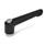 GN 300.2 Maniglie a ripresa, lega di zinco pressofusa, inserto acciaio zincato, con filettatura interna Colore: SW - nero, RAL 9005, finitura testurizzata