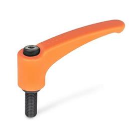 GN 604 Verstellbare Klemmhebel, Kunststoff, Schraube Stahl Farbe: OR - orange, RAL 2004, matt