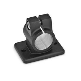 GN 146.3 Flanged Connector Clamps, Aluminum, with 2 Holes Finish: SW - Black, RAL 9005, textured finish