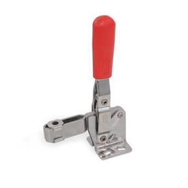 GN 810 Edelstahl-Schnellspanner, Spannhebel vertikal, mit waagrechtem Fuß Werkstoff: NI - Edelstahl<br />Form: A - offener Spannarm, mit 2 Flankenscheiben
