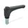 GN 600 Flat Adjustable Hand Levers, Plastic, Threaded Stud Steel, with Releasing Button Color (Releasing button): DSG - Black-gray, RAL 7021, shiny finish