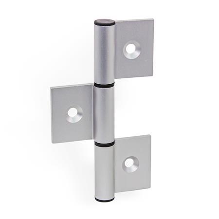 GN 2295 Hinges, for Aluminum Profiles / Panel Elements, Three-Part Type: A - Exterior hinge leafs
Coding: C - With countersunk holes
l<sub>2</sub>: 125