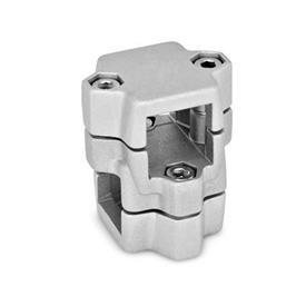 GN 134 Two-Way Connector Clamps, Multi Part Assembly d1/s1: V - Square<br />d2/s2: V - Square<br />Finish: BL - Plain finish, matte shot-plasted