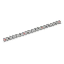 GN 711 Righe graduate, acciaio INOX / plastica, autoadesive Materiale: NI - Acciaio INOX<br />Tipo: S - Numeri disposti verticalmente (sequenze di numeri U, M, O)<br />Sequenza dei numeri: O