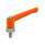 GN 300.7 Adjustable Hand Levers, Zinc Die Casting, Insert Stainless Steel, with External Thread, with Increased Clamping Force Color: OS - Orange, RAL 2004, textured finish