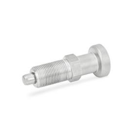GN 617 Stainless Steel Indexing Plungers Material: NI - Stainless steel<br />Type: AN - Without lock nut, with stainless steel knob