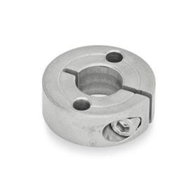 GN 7062.2 Semi-Split Shaft Collars, Stainless Steel, with Flange Holes Type: A - With two through holes