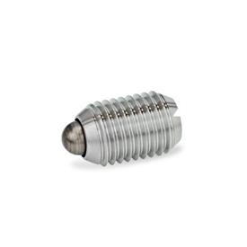 GN 615.1 Spring Plungers , Steel / Stainless Steel, with Bolt, with Slot Type: BSN - Stainless steel, high spring load