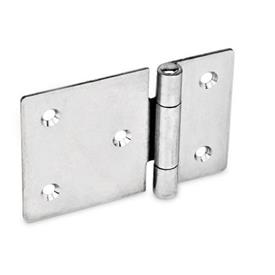 GN 136 Stainless Steel Sheet Metal Hinges, Horizontally Elongated Material: NI - Stainless steel<br />Type: C - With countersunk holes