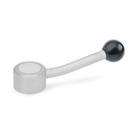 GN 125.5 Maniglie a ripresa piatte, acciaio INOX, con filettatura interna Tipo: E - leva angolata