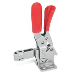GN 810.3 Toggle Clamps, Stainless Steel , Operating Lever Vertical, with Lock Mechanism, with Horizontal Mounting Base Material: NI - Stainless steel<br />Type: AL - Forked clamping arm, with two flanged washers