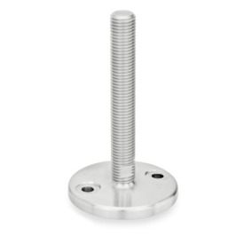 GN 24 Piedini di livellamento, acciaio INOX AISI 316L, con fori di montaggio, piastra di base tornita Tipo (piastra di base): D0 - Finitura tornita, senza fondo in gomma<br />Tipo con stelo filettato: T - Senza dado, sede per chiave in basso