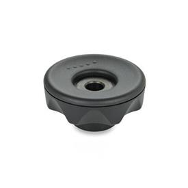 GN 636 Boutons étoile, plastique Type: B - avec alésage traversant lisse, tol. H7<br />Couleur: DSG - gris foncé, RAL 7021, finition mat