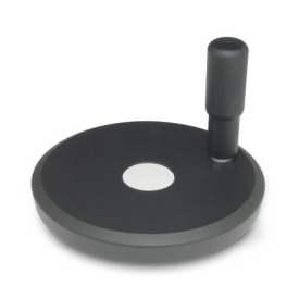 GN 923 Disk Handwheels, Aluminum, Powder Coated Type: R - With revolving handle<br />Color: SW - Black, RAL 9005, textured finish<br />d<sub>1</sub>: 80...200