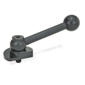 GN 918.1 Clamping Bolts, Steel, Upward Clamping, with Threaded Bolt Type: KV - With ball lever, angular (serration)<br />Clamping direction: L - By anti-clockwise rotation