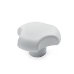 Three-Lobed Knobs, Plastic, Bushing Stainless Steel, White