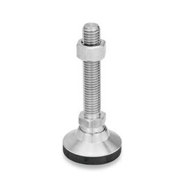 GN 343.6 Stainless Steel Leveling Feet, with Threaded Stud  Type: KR - With plastic cap, non-gliding