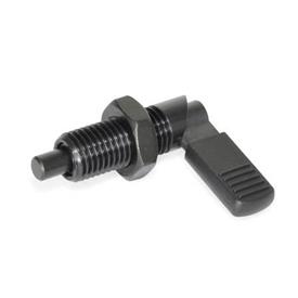 GN 721.1 Cam Action Indexing Plungers, Steel, with Locking Function Type: LBK - Left-hand lock, with plastic cap, with lock nut