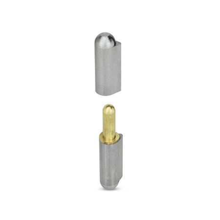 GN 128 Hinges for Welding, Steel Type: MS - With fixed brass pin