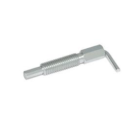 GN 7017 Indexing Plungers, Steel Type: B - Without rest position, without lock nut<br />Material: ST - Steel