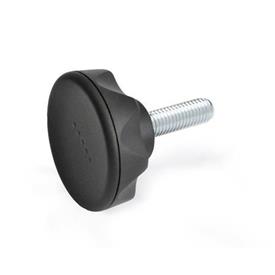 GN 636.4 Star Knobs with Threaded Stud, Plastic Color: DSG - Black-gray, RAL 7021, matte finish