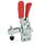 GN 810.4 Sauterelles, acier, manette d'actionnement verticale, avec mécanisme de verrouillage, embase verticale Type: BLC - Bras de serrage à fourche, avec deux rondelles à bride et une vis de serrage GN 708.1