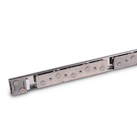 GN 1490 Linear Guide Rail Systems, Stainless Steel, with Inside Traversal Distance Type: B5 - with two cam roller carriages with 5 rollers<br />Identification no.: 2 - with two end stops<br />Material: NI - Stainless steel